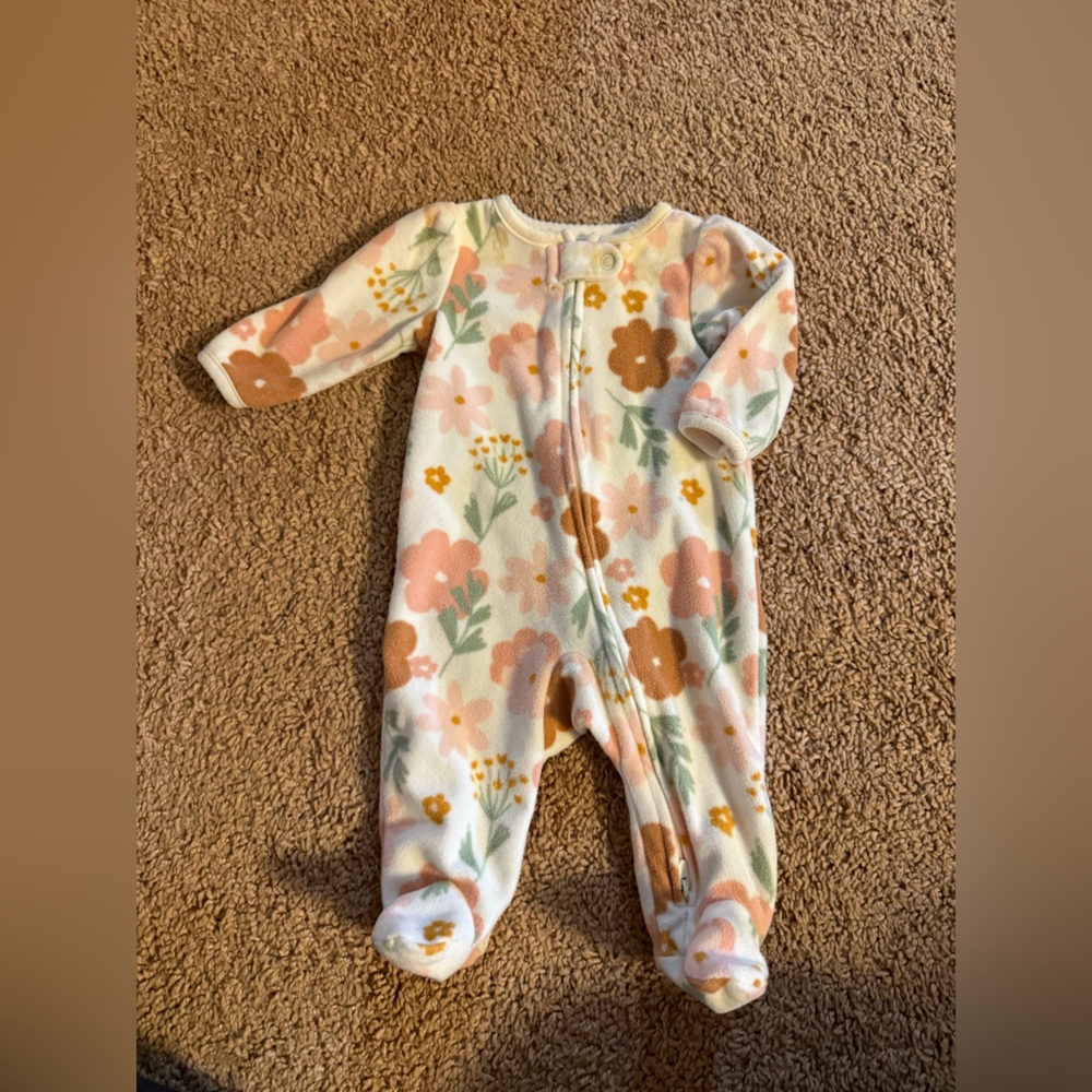 Carter's Floral Print Footie - Cream, Pink, Brown